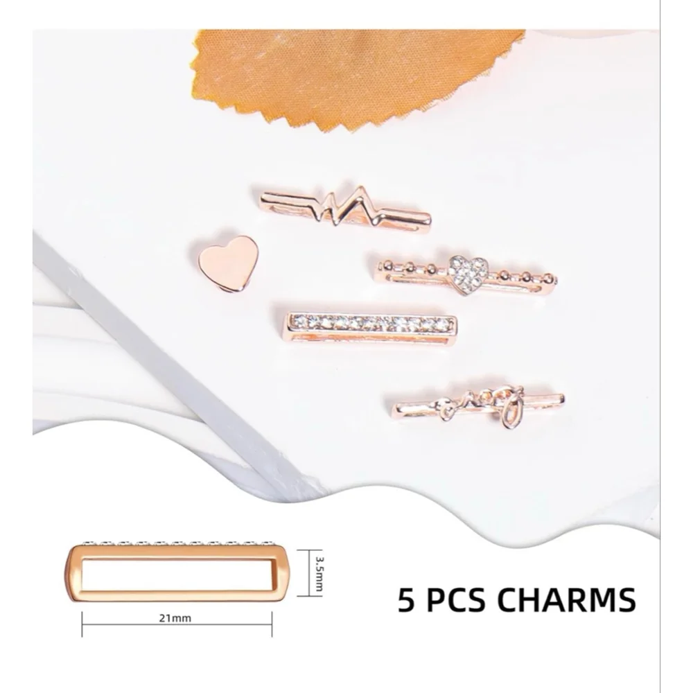 NEW Apple Smartwatch Band Pink Rose Gold Flower Charms Engraved Silicone